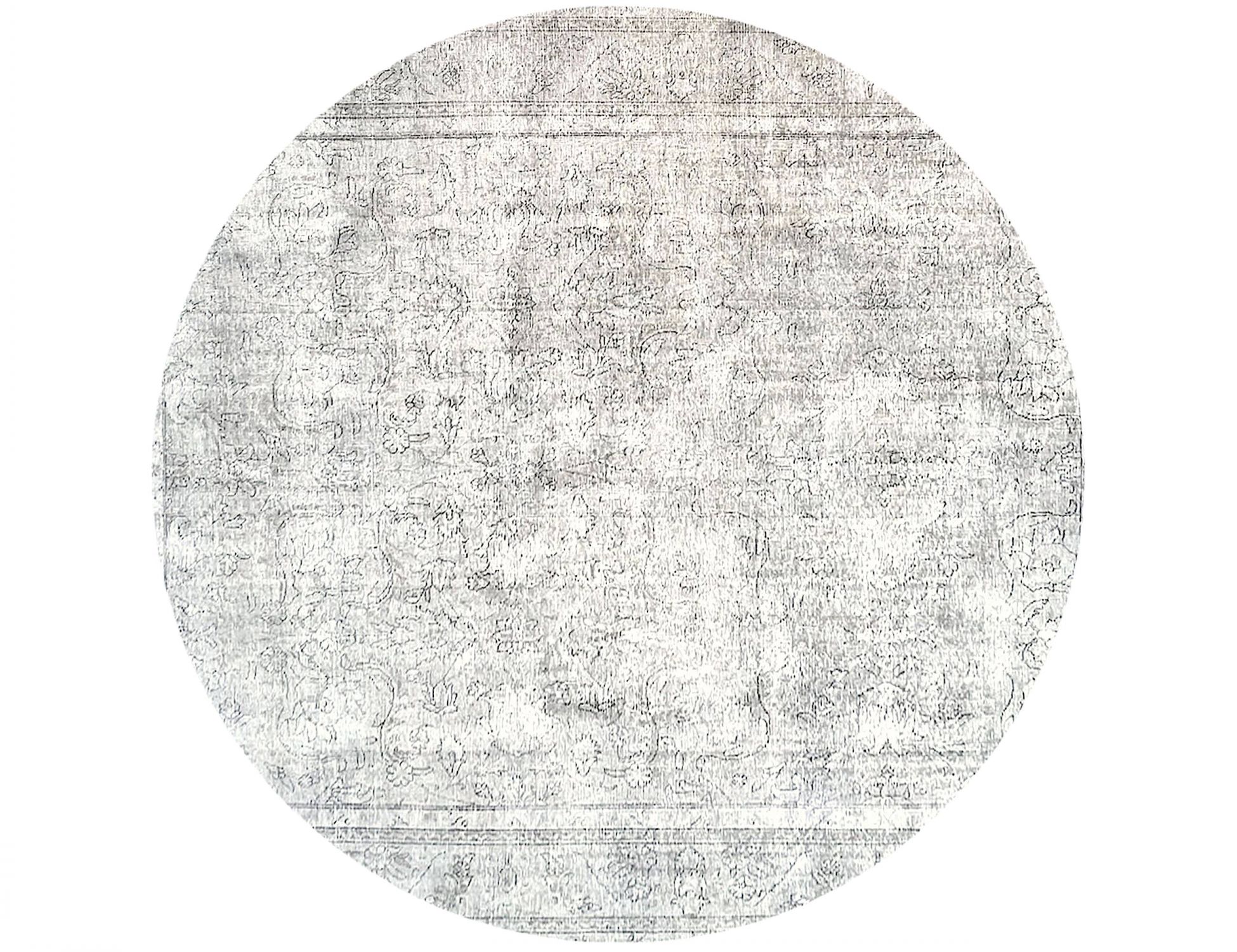 Rund Vintage Teppich  grau  290 x 290 cm