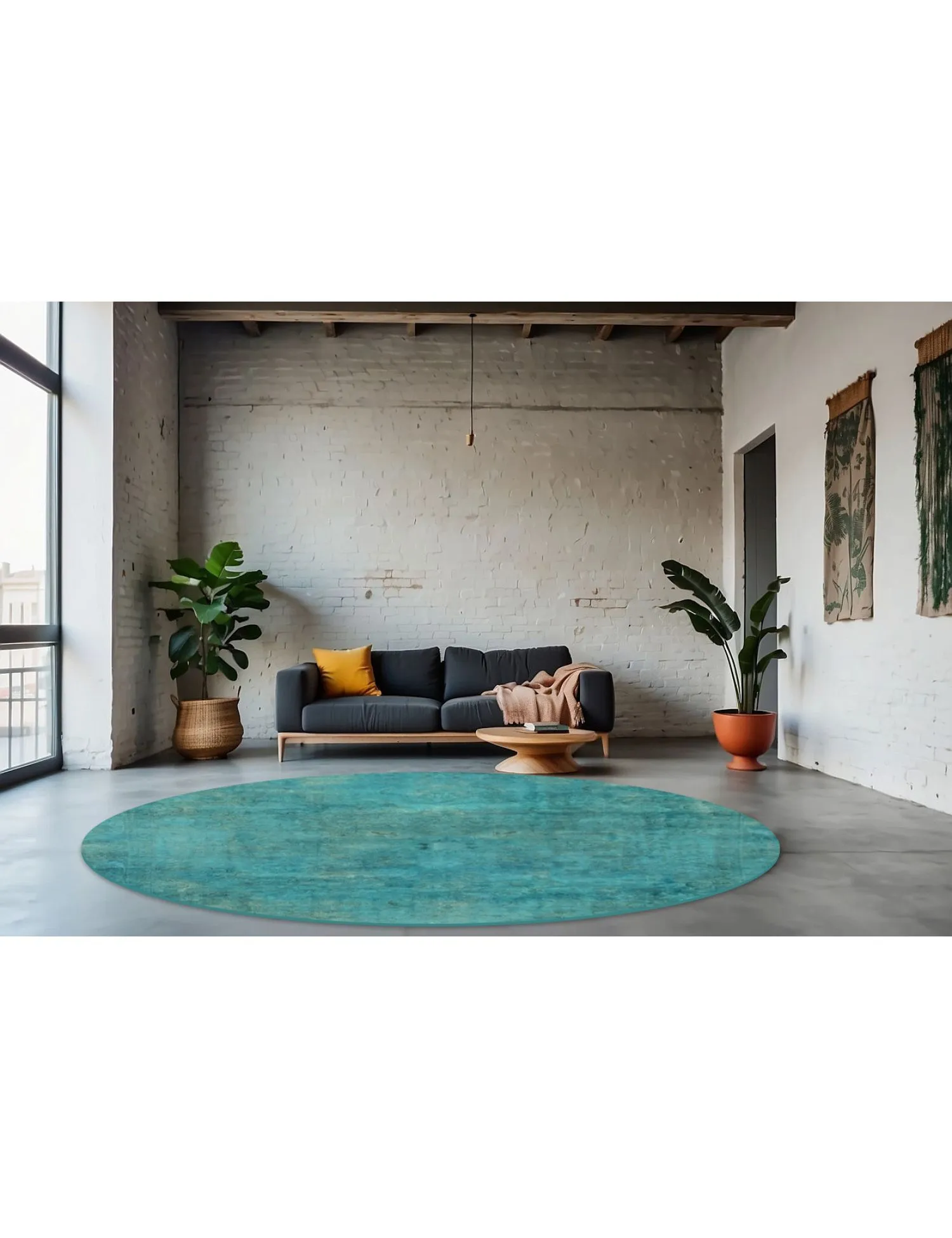 Round  Vintage Carpet  turkoise   270 x 270 cm