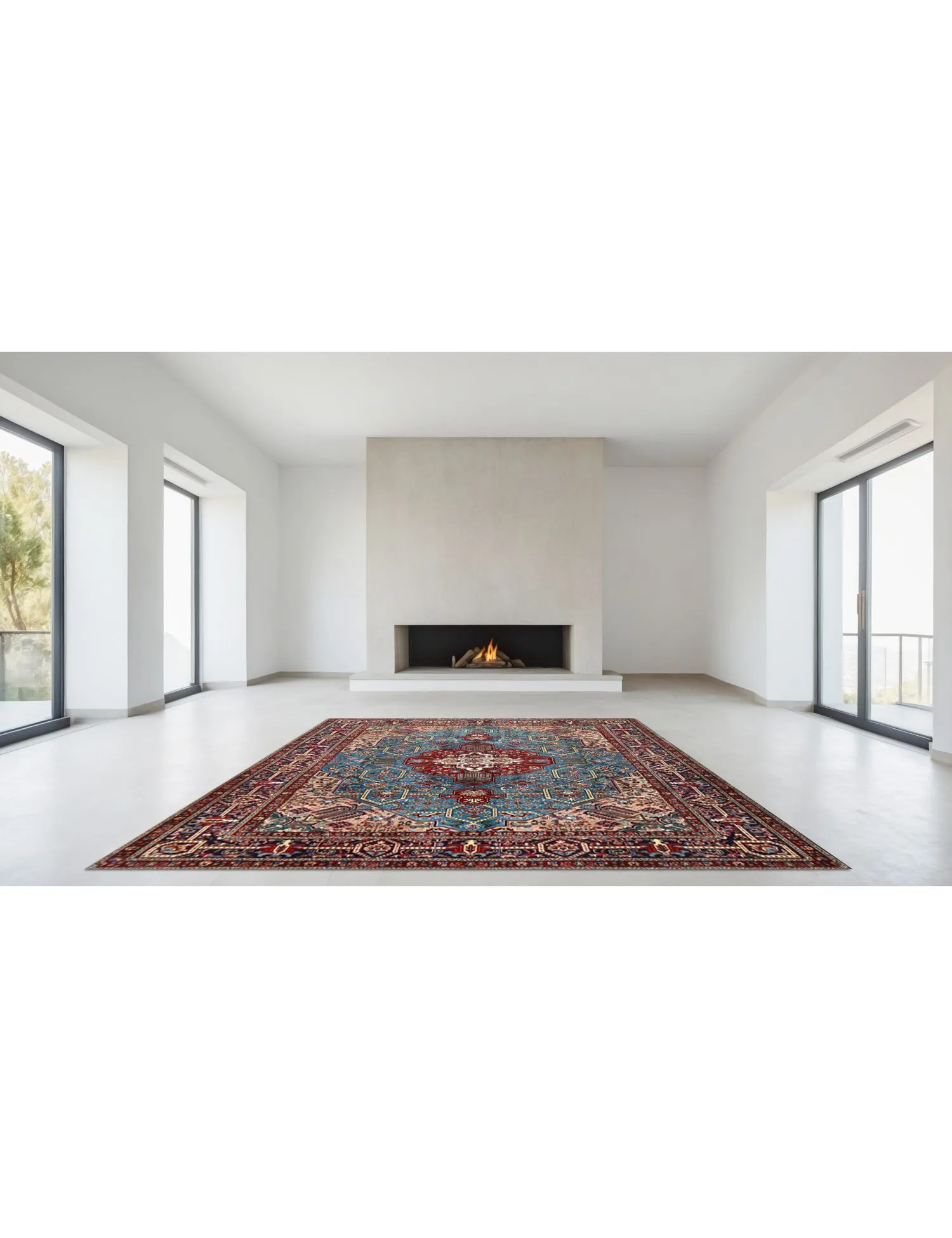 Tabriz Patina  bleu  390 x 309 cm