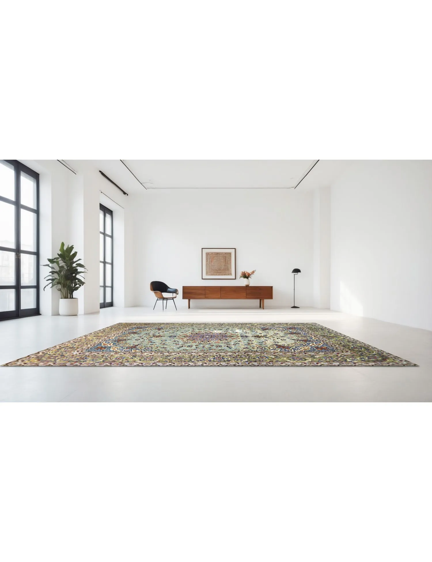 Kashan Patina  grøn  399 x 299 cm