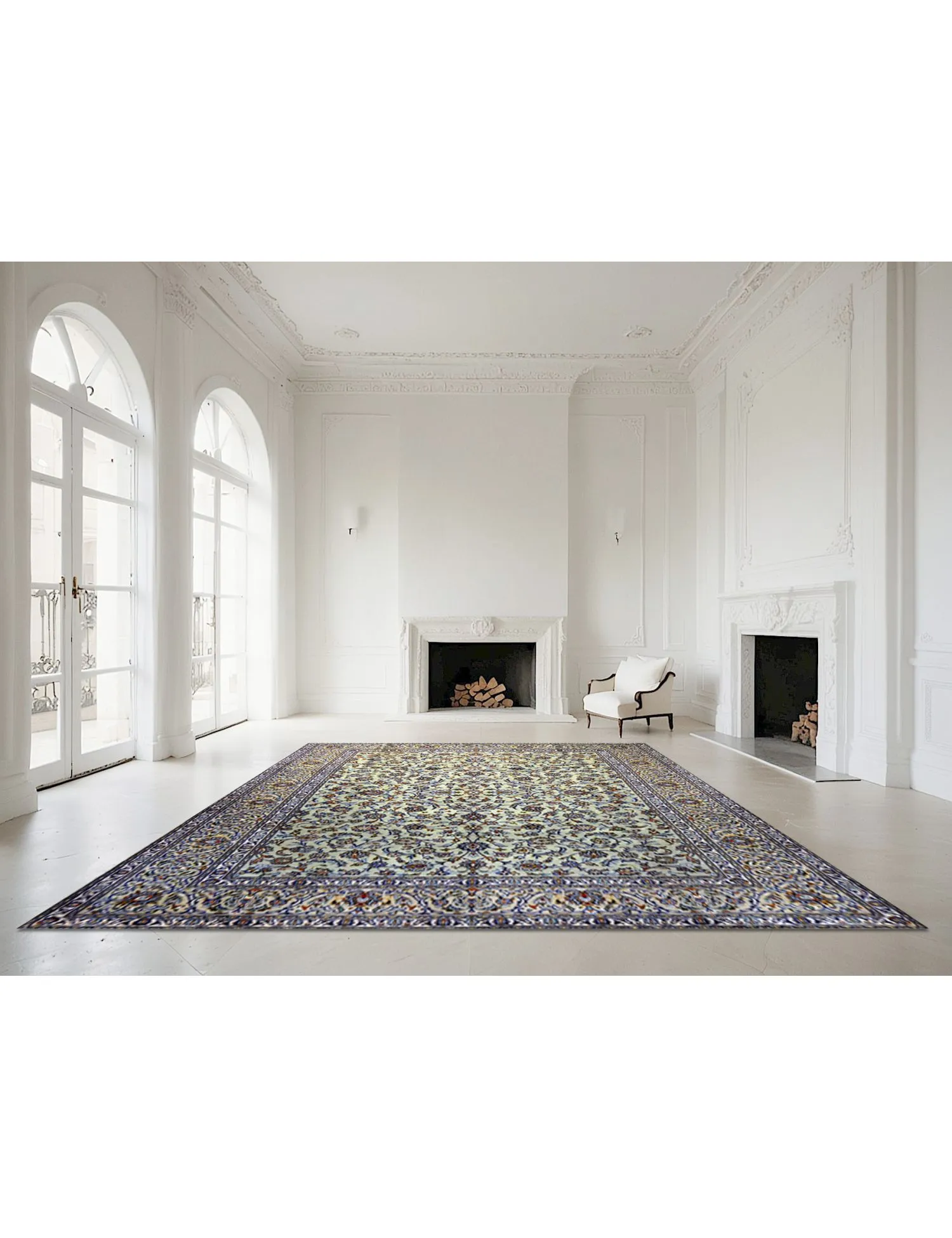 Kashan Patina  grøn  390 x 290 cm