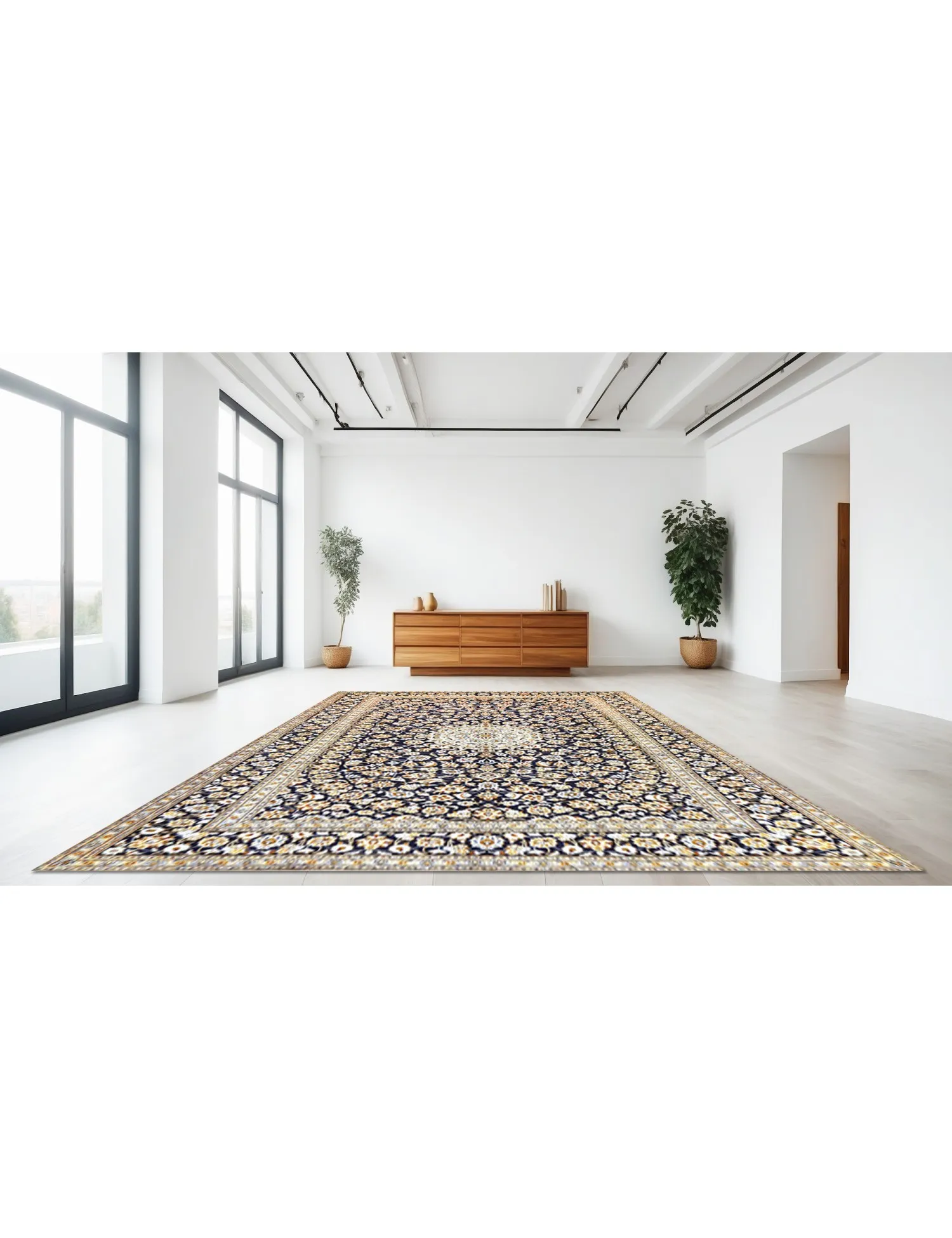 Kashan Patina  blue  415 x 302 cm