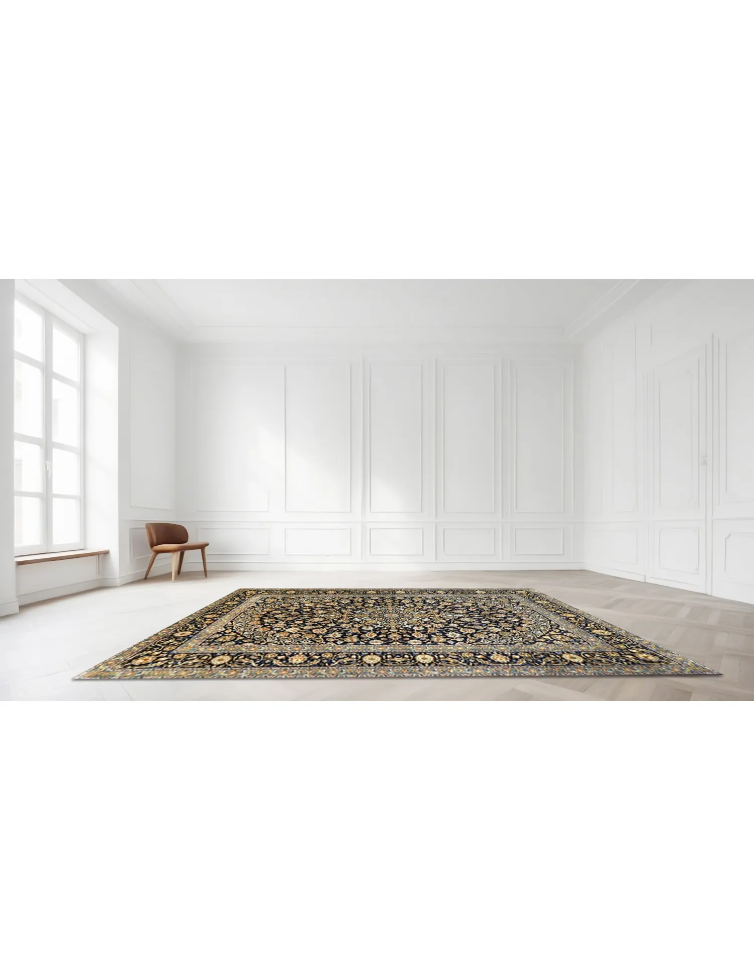 Kashan Patina  bleu  337 x 220 cm