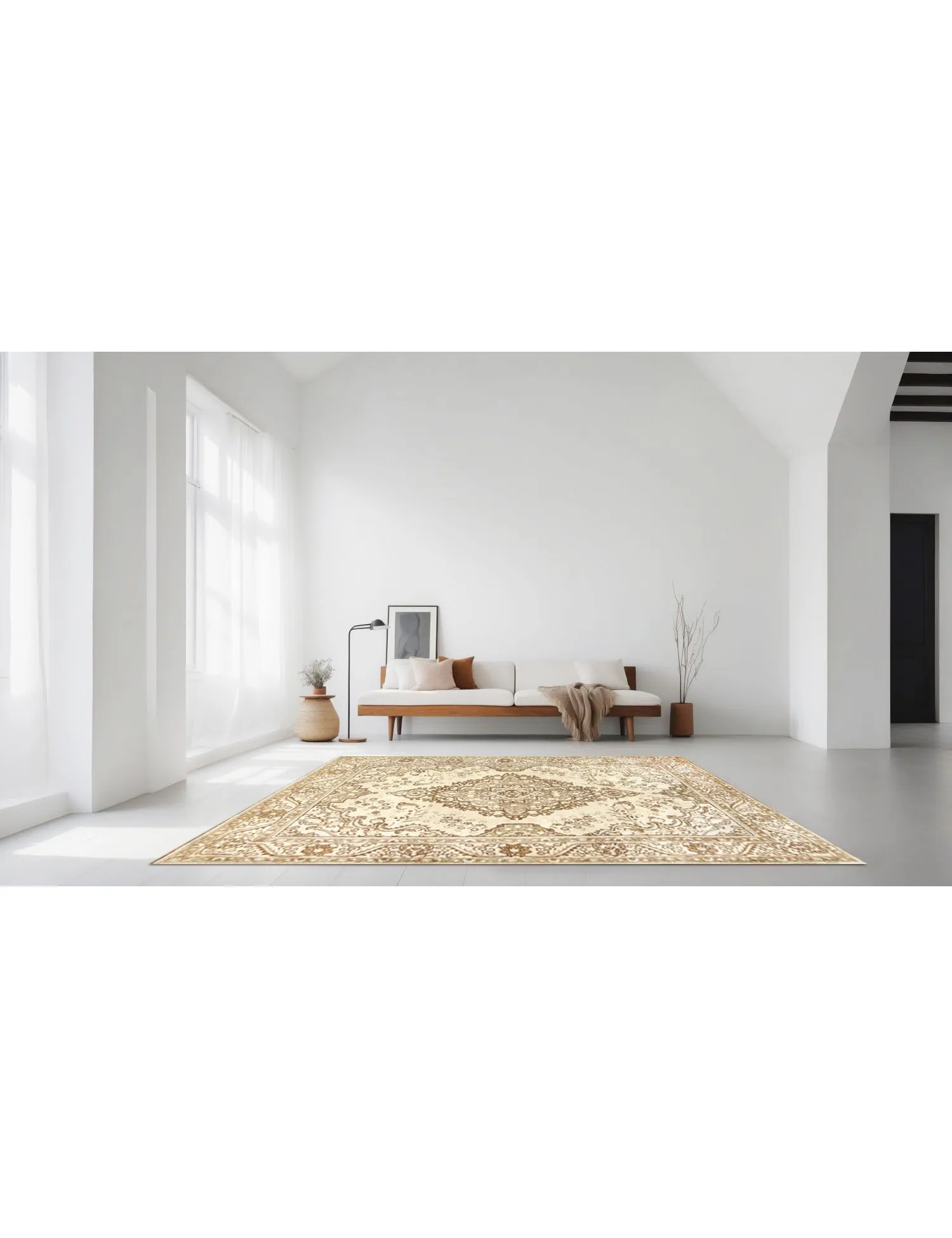 Alfombra persa vintage  beige  299 x 191 cm