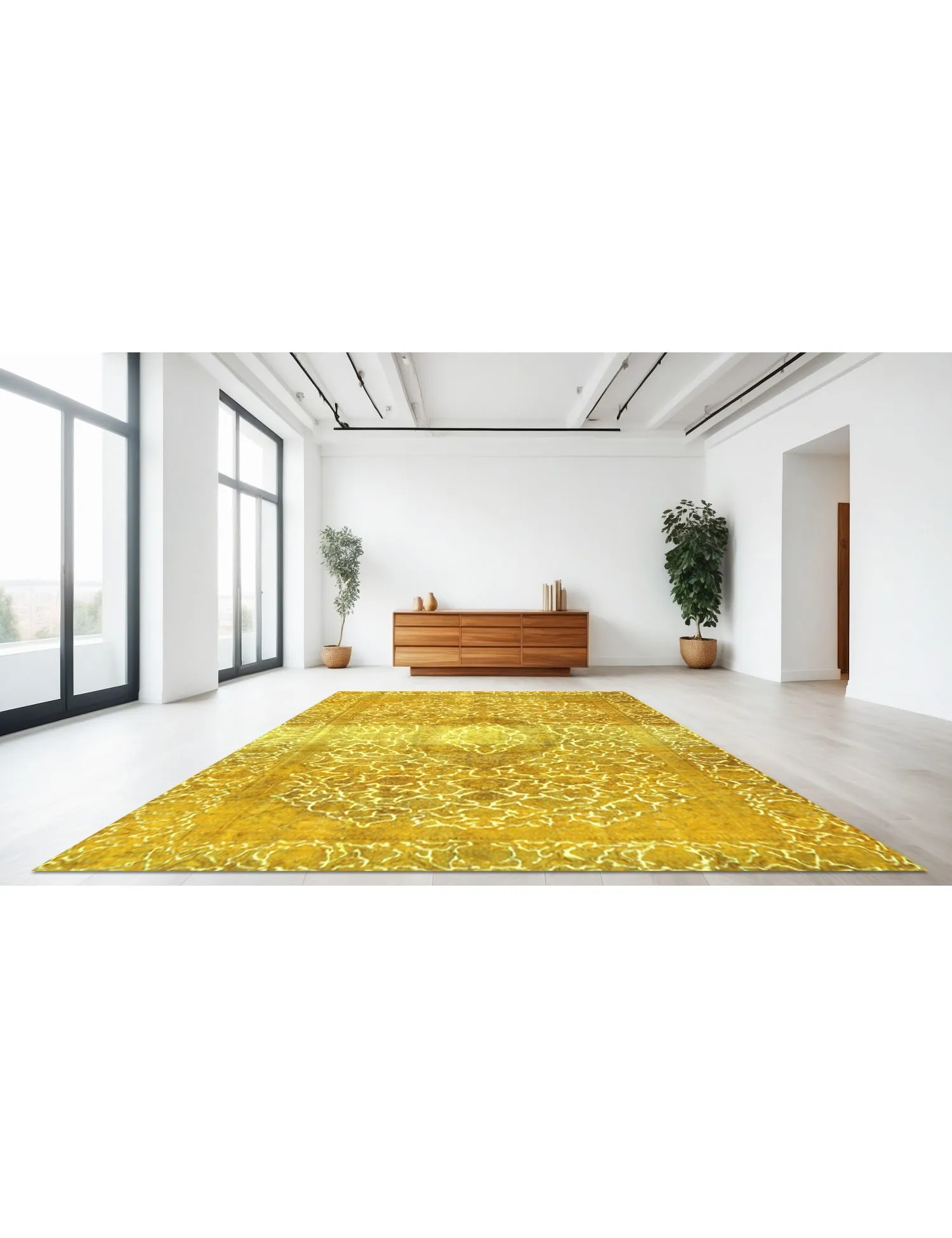 Alfombra persa vintage  amarillo  304 x 218 cm