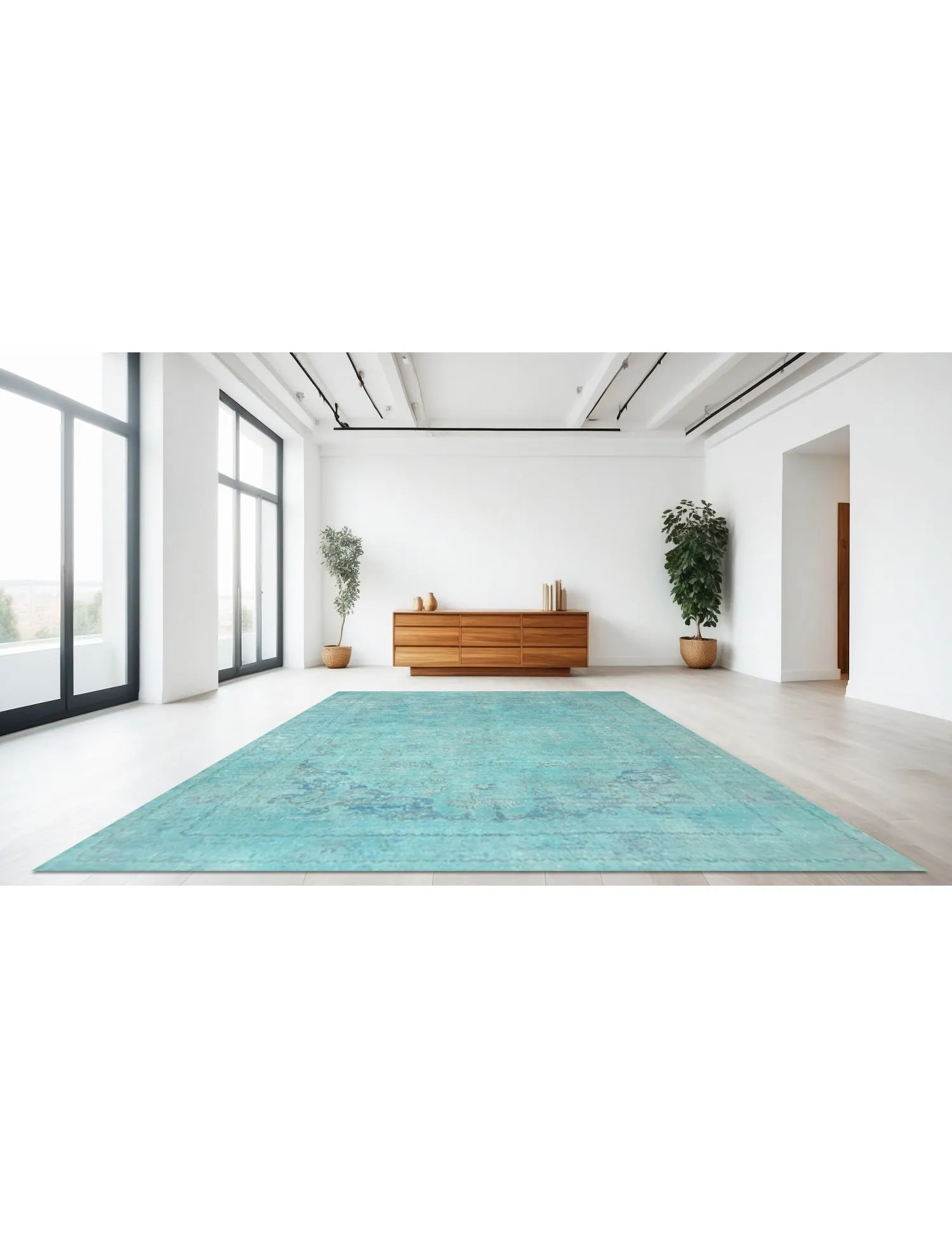 Alfombra persa vintage  turquesa  376 x 275 cm