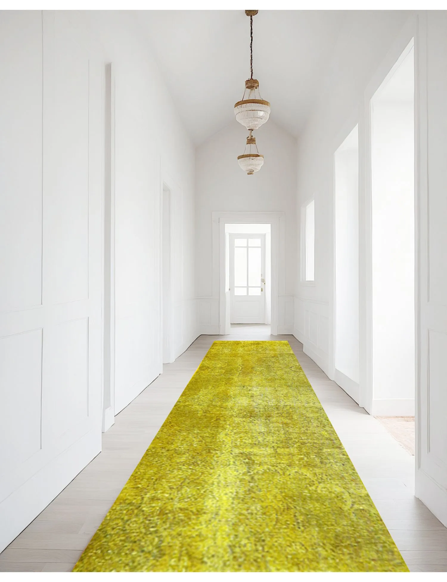 Tapis vintage  jaune  254 x 92 cm