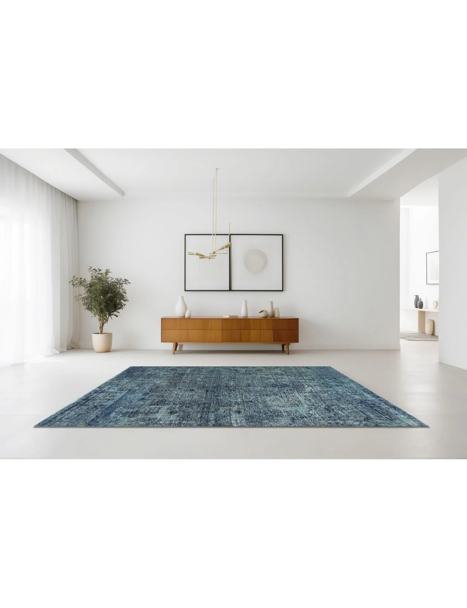 Tapis Persan vintage  bleu  204 x 147 cm