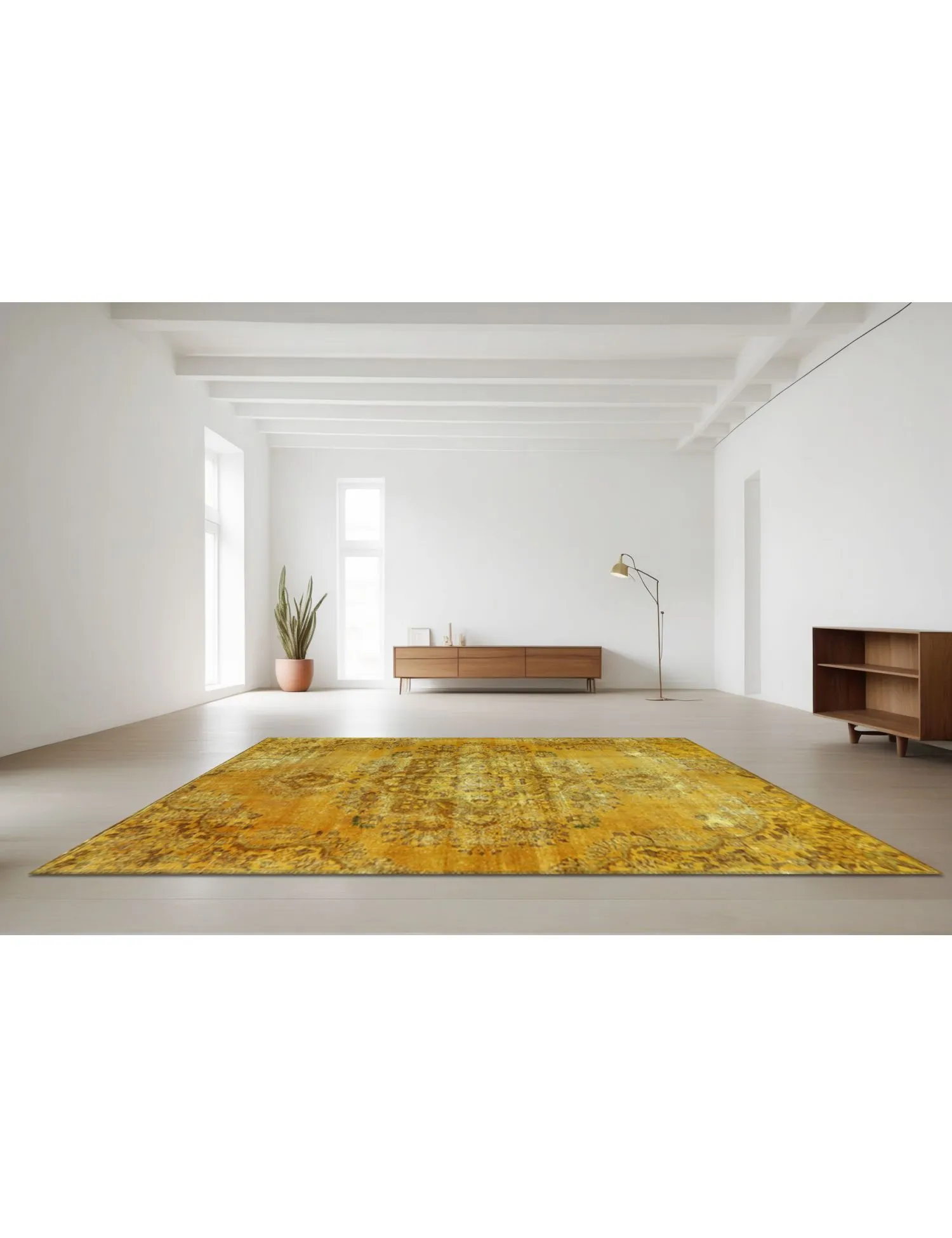 Tapis Persan vintage  jaune  272 x 165 cm