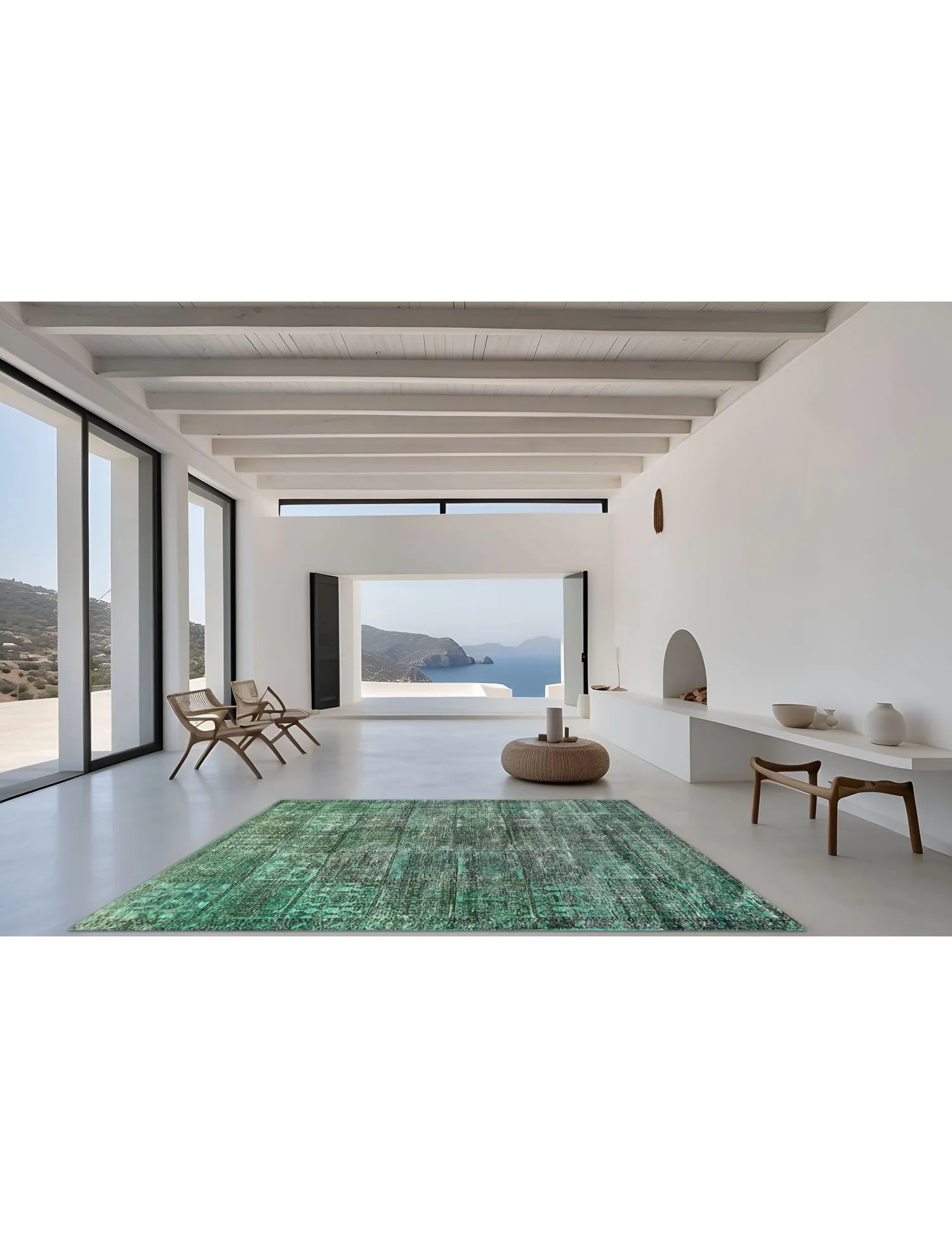 Alfombra persa vintage  turquesa  256 x 154 cm