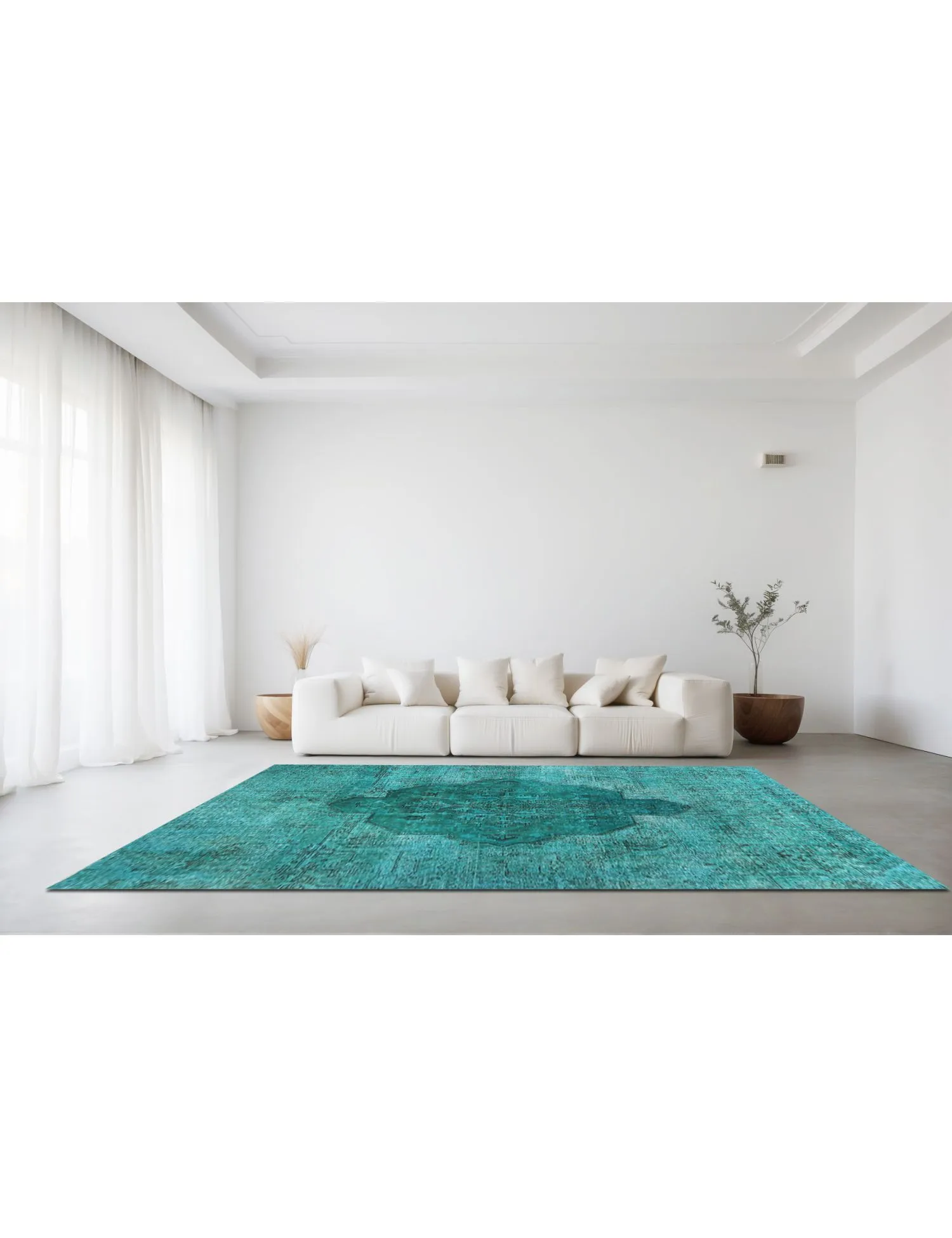 Alfombra persa vintage  turquesa  250 x 184 cm