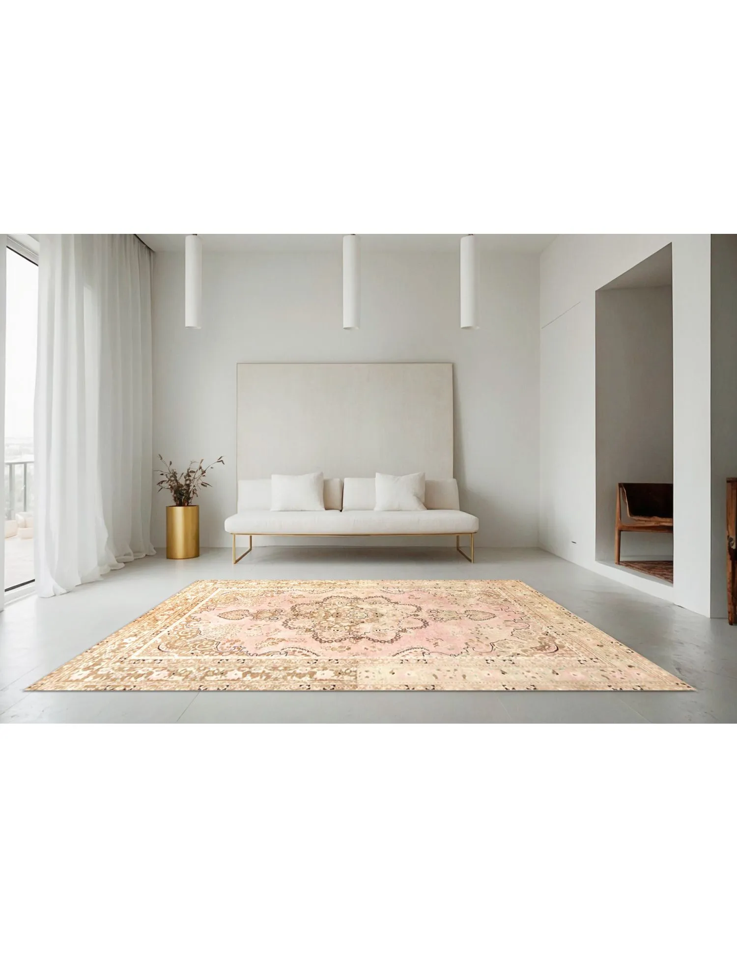 Tapis Persan vintage  rose  290 x 190 cm