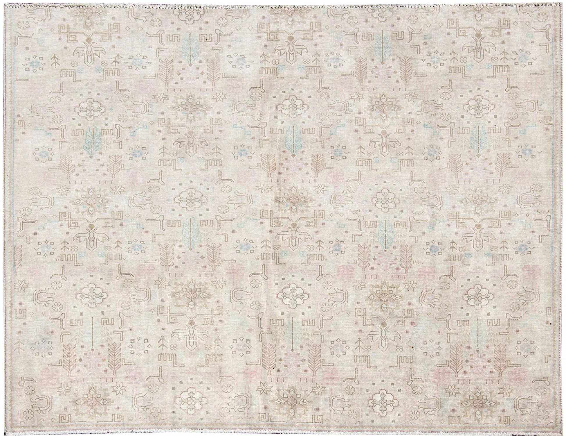 Quadrat  Vintage Teppich  beige  209 x 180 cm