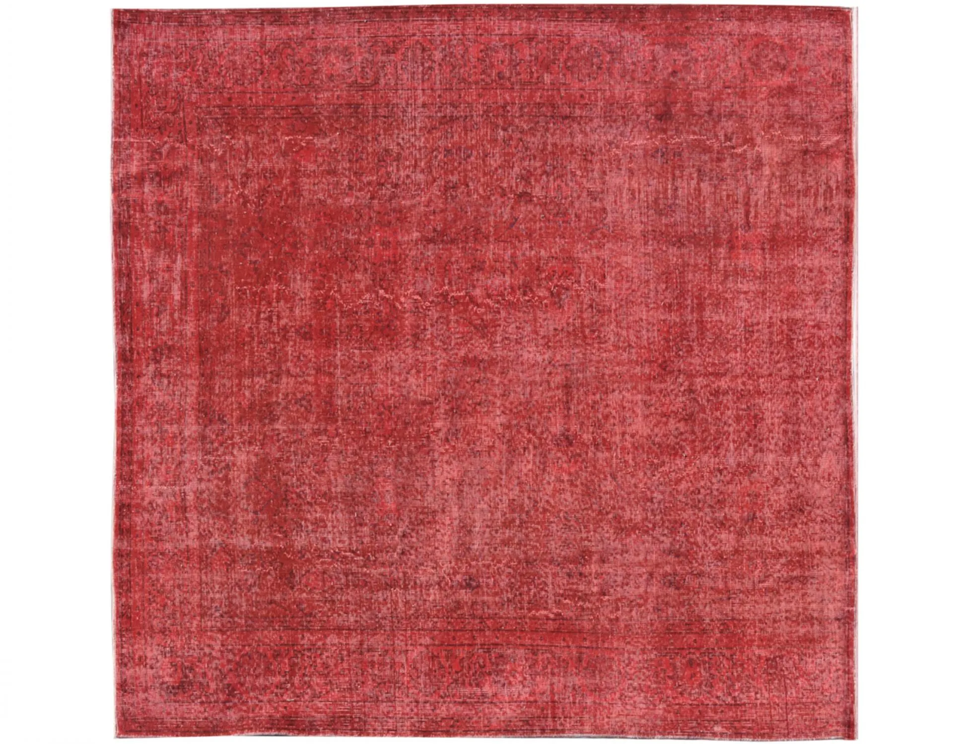 Quadrat Vintage Teppich  rot  213 x 213 cm